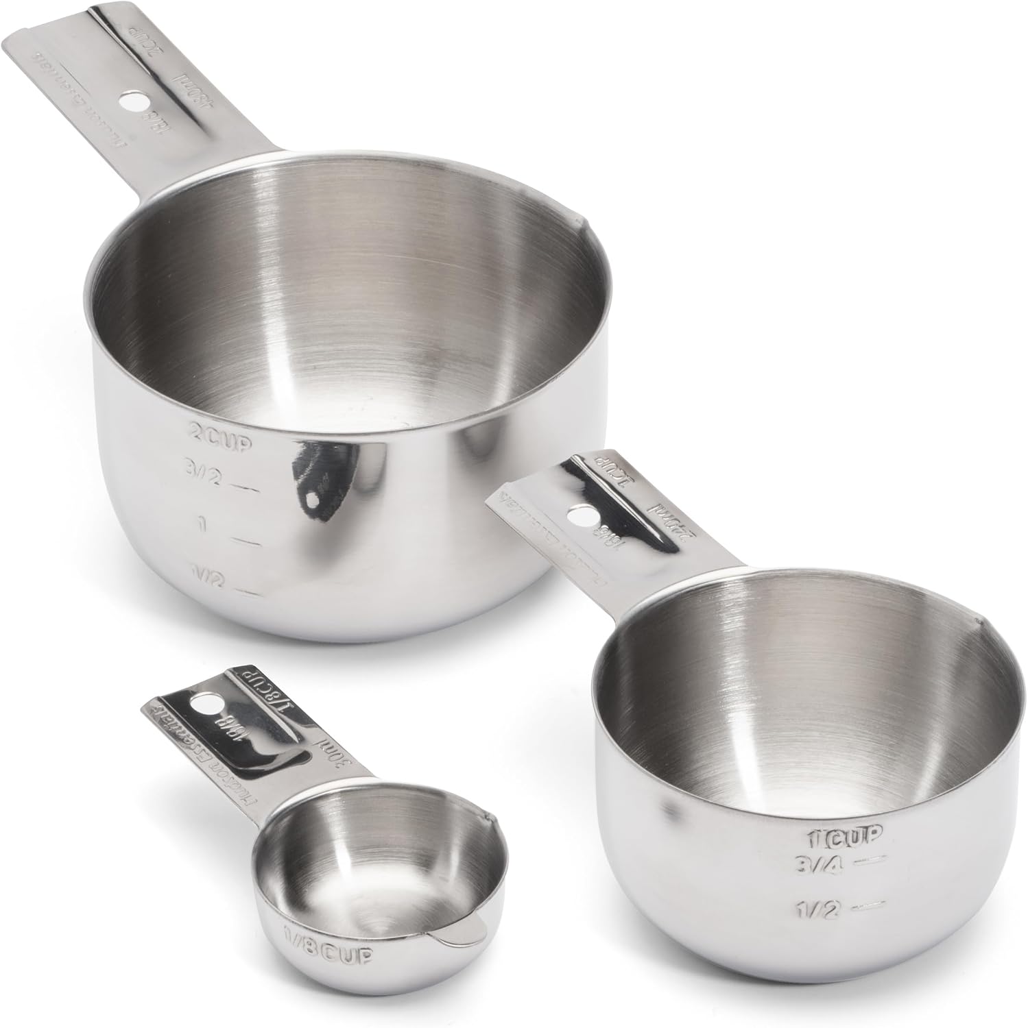 Hudson Essentials Stainless Steel 3 Piece Measuring Cups Set - with 1.5 and 2 Cup