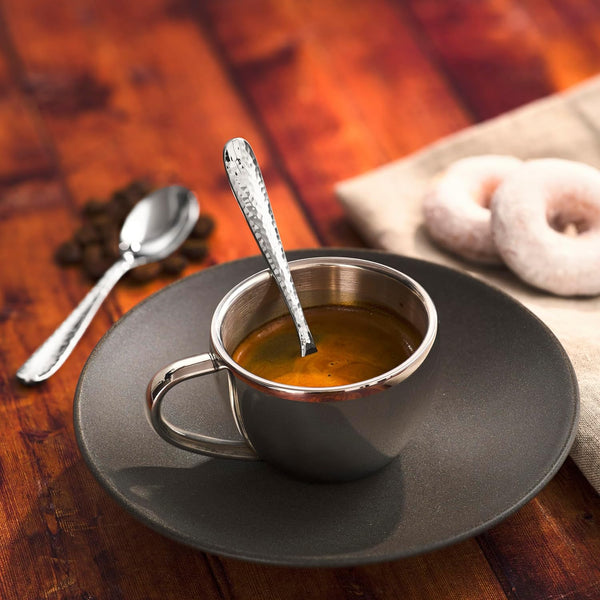 Hudson Essentials Hammered Demitasse Espresso Spoons, 4.6-inch Mini Co