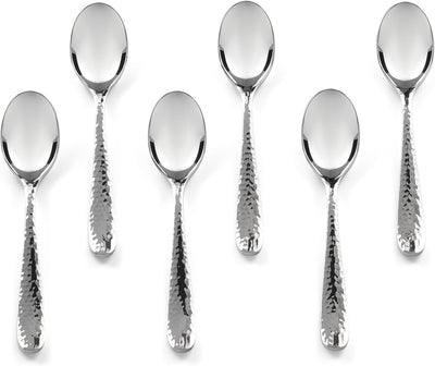 Hudson Essentials Hammered Demitasse Espresso Spoons, 4.6-inch Mini Coffee Spoons, 18/10 Stainless Steel Small Spoons for Dessert, Coffee, Tea, Set of 6 Bergamo Spoons