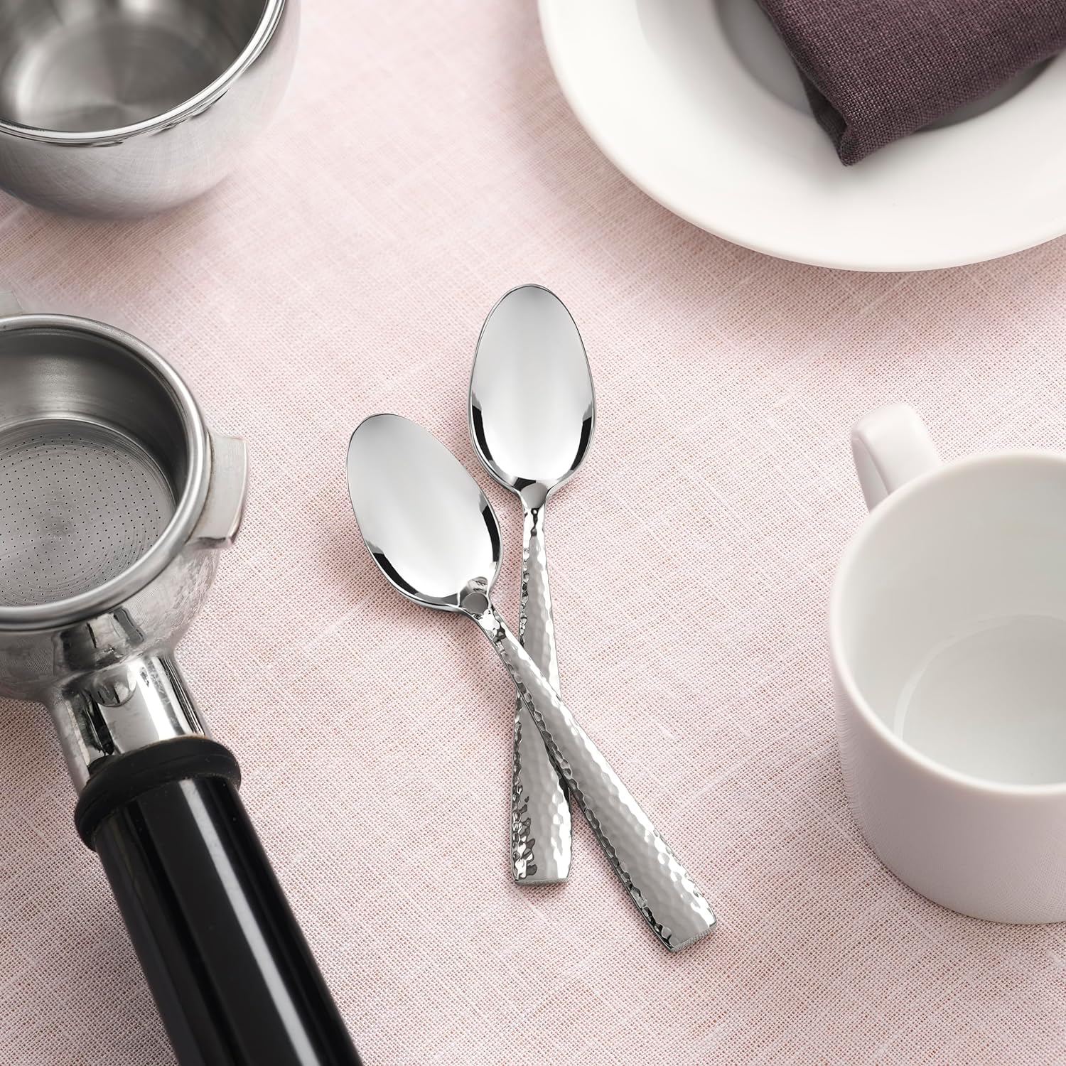 Hudson Essentials Hammered Demitasse Espresso Spoons, 4.6-inch Mini Co