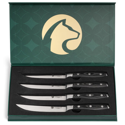 Hudson Steak Knives Set of 4 - Micarta Handle with High-Carbon German Steel Blade
