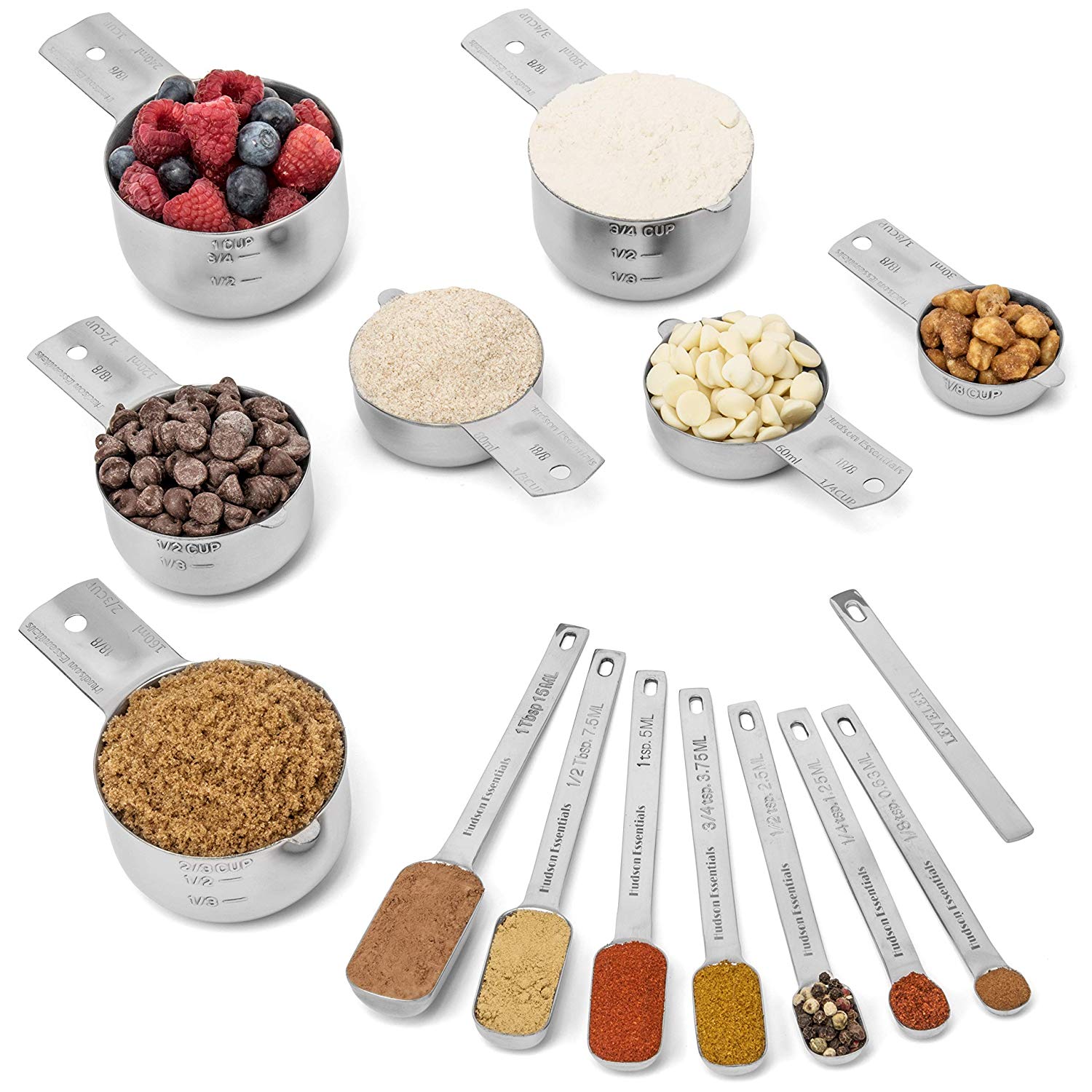 Hudson Essentials Stainless Steel Measuring Cups Set (6 Piece Set)
