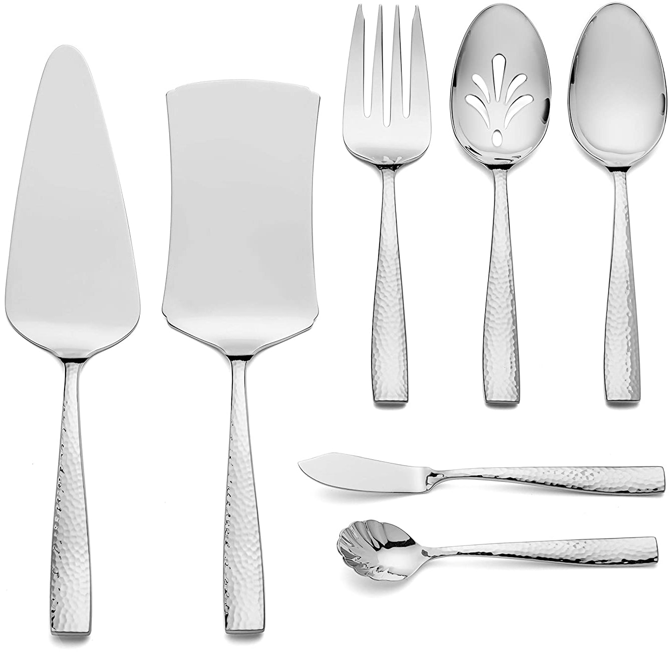 Fiwarex 20 Piece Hammered Silverware Set For 4, 18/10 Stainless Steel  Flatware Set with Textured Handle, Sturdy and Heavy Cutlery Set,  Mirror-Polished