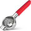 Hudson Essentials Stainless Steel Lemon Squeezer – Large Manual Citrus Press Juicer (Red Silicone Handle)