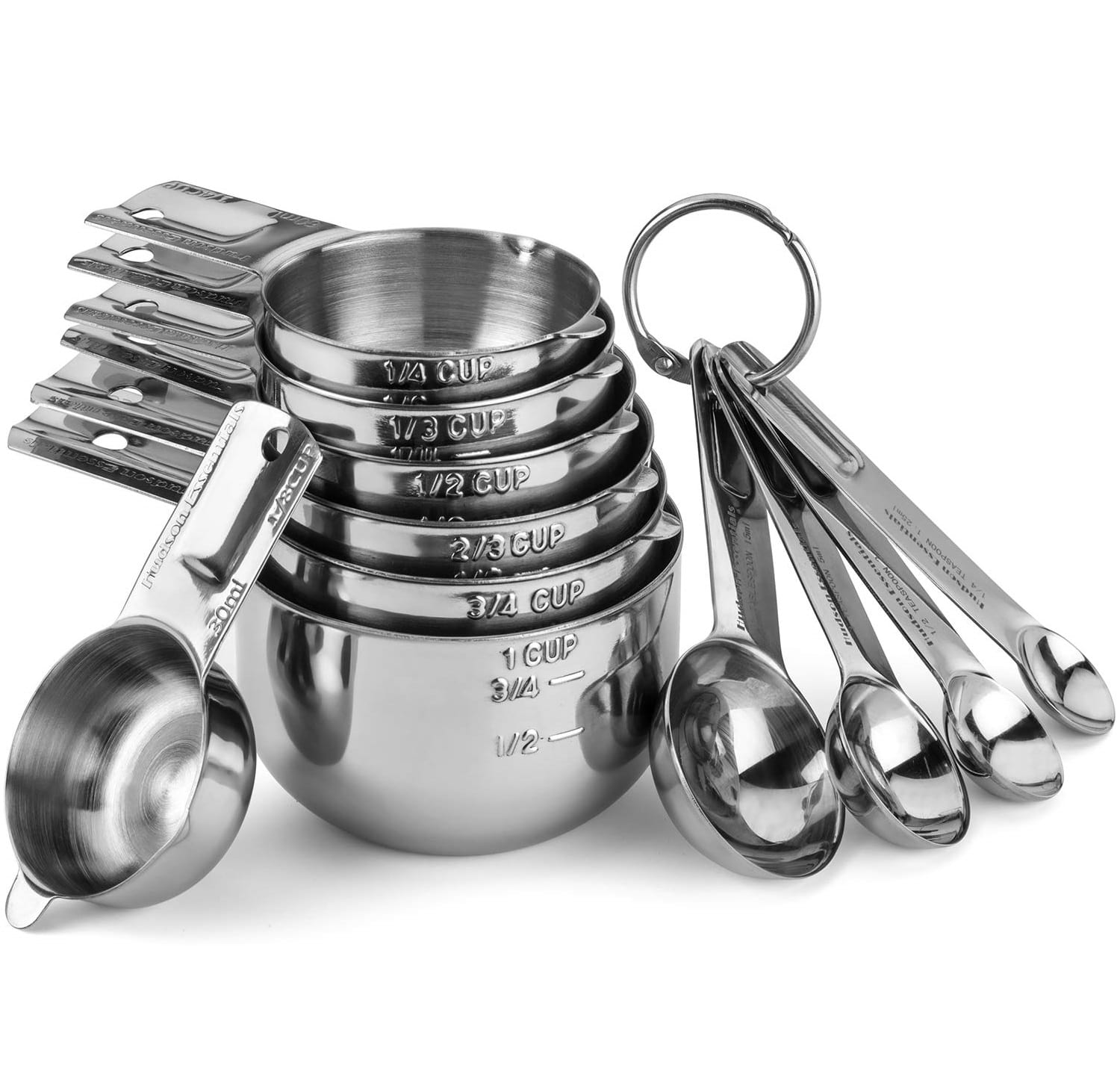 Stainless Steel Measuring Cups and Spoons Set -11pcs - Hudson Essentials