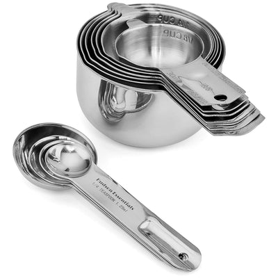 Hudson Essentials Stainless Steel Measuring Cups and Spoons Set (14 Piece Set)