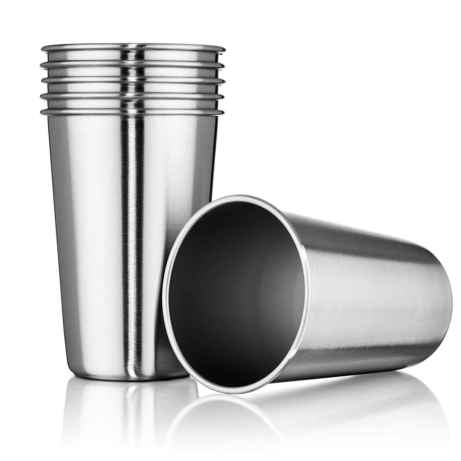 Stainless Steel Tumblers 16 oz - Set of 6 Stackable Tumbler Cups