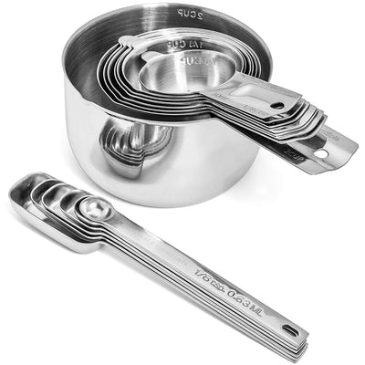 Hudson Essentials Stainless Steel Measuring Cups and Spoons Set - 11 Piece Stackable Set
