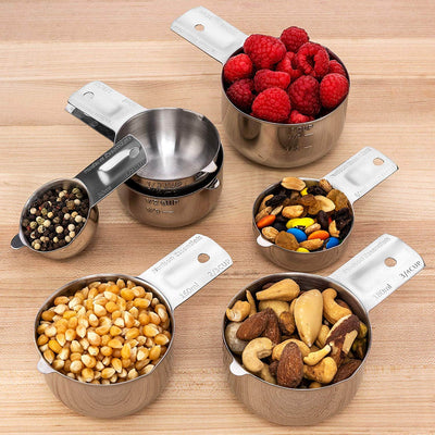 Measuring Cups and Spoons Set of 7 Stainless Steel for Cooking & Baking