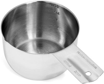 Oneida Stainless Steel Oval Measuring Cup with Rubber Handle Grip - 1/2 Cup