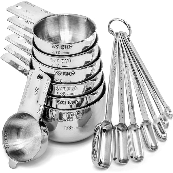 Hudson Essentials Stainless Steel Measuring Cups and Spoons Set (1 Piece 2-Cup)