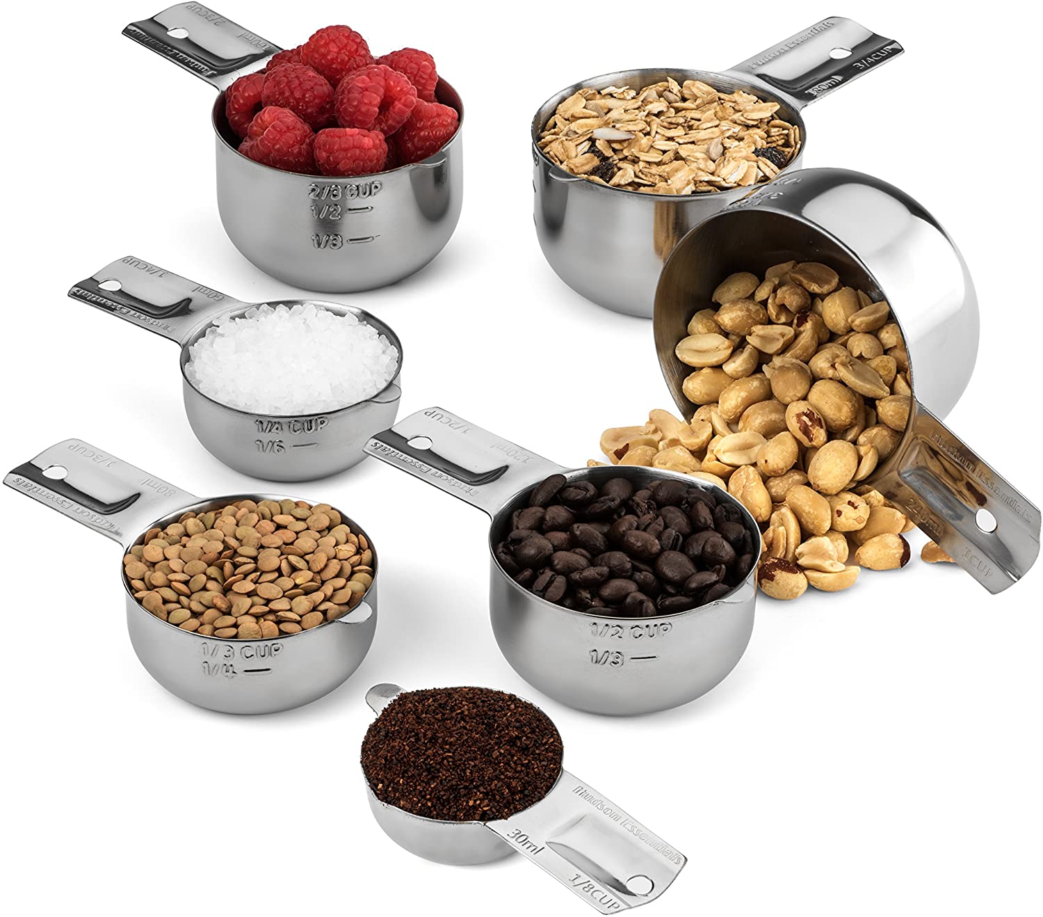 Hudson Essentials Stainless Steel Measuring Cups and Spoons Set (1 Piece 2-Cup)