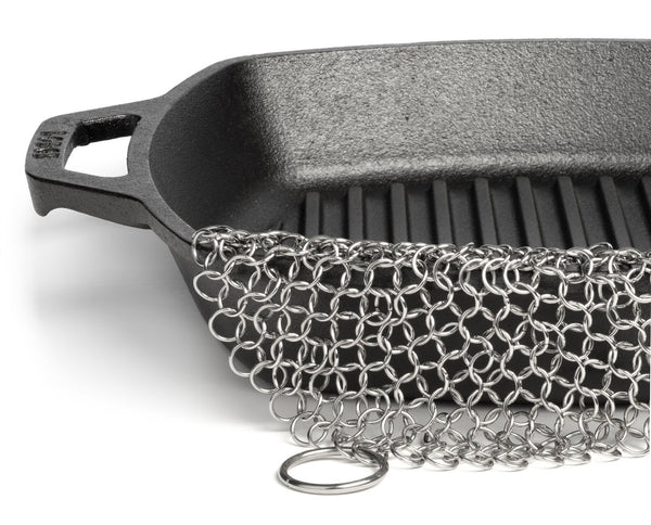 Gadught Pulitore In Ghisa Chainmail Con Inserti In Silicone - Spazzola In Acciaio Inox Per Pentole, Padelle E Wok - Rosso
